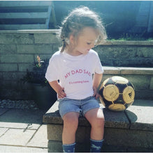 Load image into Gallery viewer, little-girl-personalised-englkand-football-shirt-with-football
