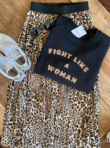 Fight-like-a-woman-leopard-print-slogan-sweatshirt-outfit-style