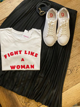 Load image into Gallery viewer, Womens-adoption-t-shirt-fight-like-a-woman-red-print-slogan-style-trainer-skirt
