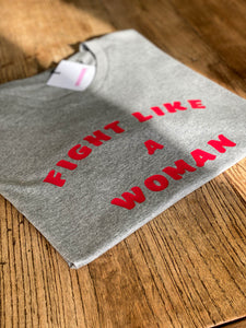 Womens-fight-like-a-woman-adoption-t-shirt-red-print-slogan