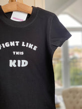 Load image into Gallery viewer, kids-empowerment-tshirt-black-with-white-lettering-childrens-fight-like-this-kid-adoption-tshirt-from-the-adoption-gift-range-by-notafictionalmum
