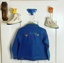Load image into Gallery viewer, Kids embroidered warrior denim jacket

