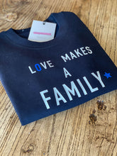 Load image into Gallery viewer, Kids-sweatshirt-navy-love-makes-a-family-adoption-clothing
