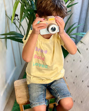 Load image into Gallery viewer, kids-affirmation-tee-kids-brave-yellow-wooden-toy-camerat-shirt
