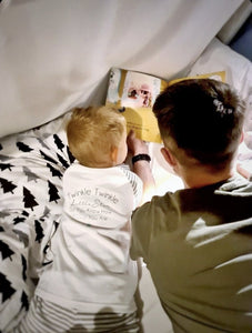 toddler-grey-striped-pyjamas-twinkle-star=loved-pyjamas-father-and-son-reading