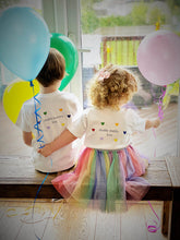 Load image into Gallery viewer, brother-sister-slogan-lgbtq-tshirts-little-kids-holding-balloons
