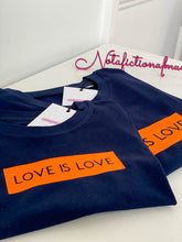 Load image into Gallery viewer, love-is-love-t-shirts-matching-parent-child-set-navy-Notafictionalmum

