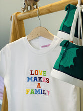 Load image into Gallery viewer, Love makes a family kids embroidered t-shirt
