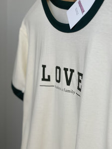 love-makes-a family-adoption-surragcy-t-shirt-olive-green-cream-colourway