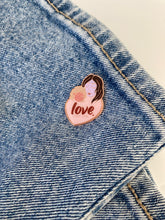 Load image into Gallery viewer, love0not-dna-adoption-stepmum-pinbadge-rose-gold-light-denim-jeans
