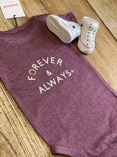 Load image into Gallery viewer, Maroon-Forever-&amp;-always-babygrow-with-baby-shoes
