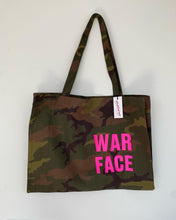Load image into Gallery viewer, war-face-camoflage-tote-bag-female-empowerment-tote
