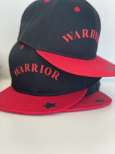 Load image into Gallery viewer, warrior-kids-baseball-cap-red-and-blacked-stacked-cap

